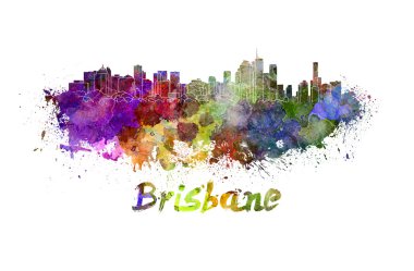 Brisbane manzarası içinde suluboya