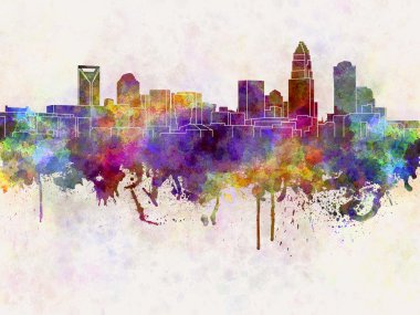 Charlotte skyline in watercolor background clipart