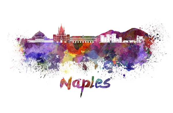 Skyline de Nápoles en acuarela —  Fotos de Stock