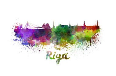 Riga manzarası içinde suluboya