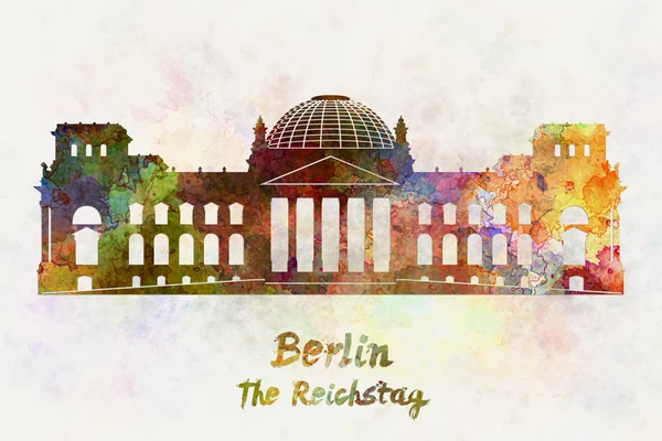Marco de Berlim O Reichstag em aquarela — Fotografia de Stock