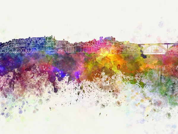 Porto skyline em fundo aquarela — Fotografia de Stock