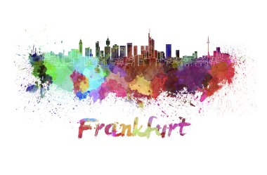 Frankfurt manzarası içinde suluboya