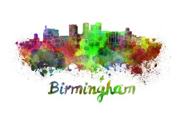 Birmingham manzarası içinde suluboya