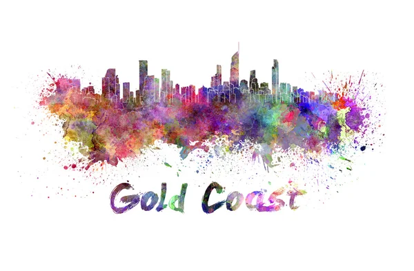 Skyline Gold Coast in acquerello — Foto Stock