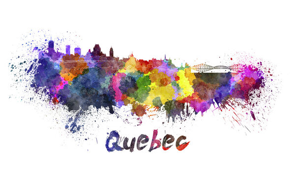 Quebec skyline in watercolor