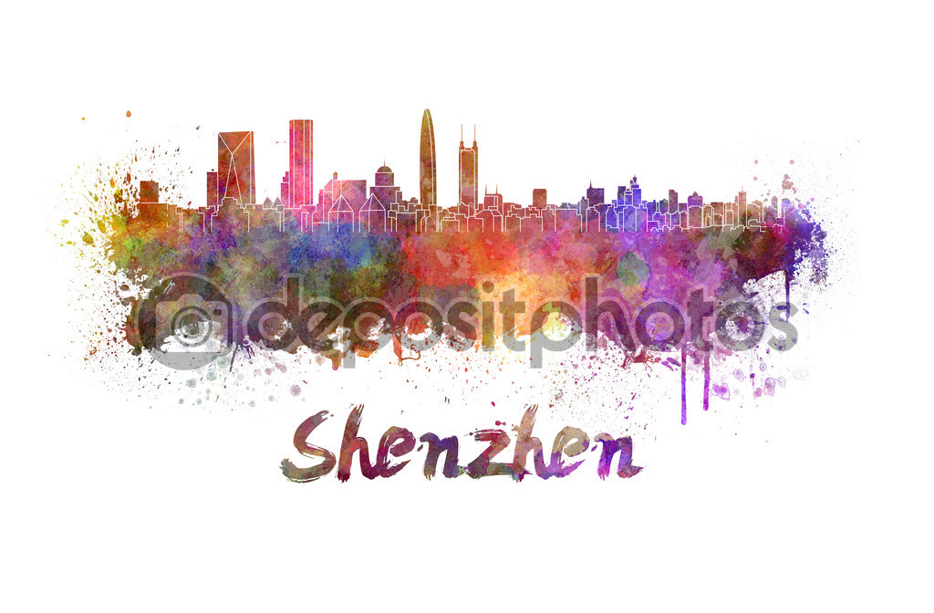 Shenzhen skyline in watercolor