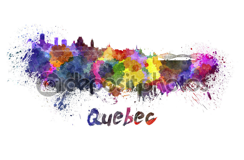 Quebec skyline in watercolor