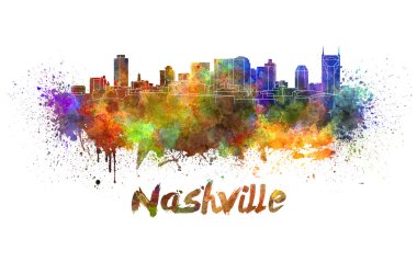 Nashville skyline in watercolor clipart
