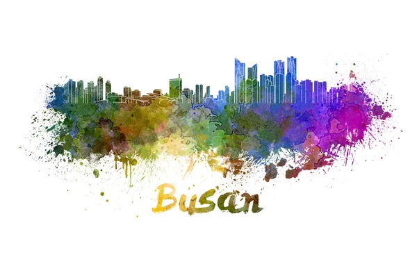 Busan skyline in aquarel — Stockfoto