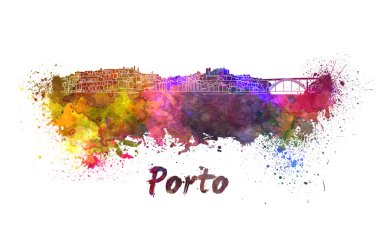 Porto manzarası içinde suluboya