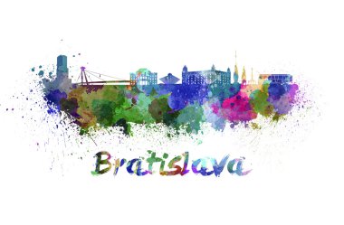 Bratislava manzarası içinde suluboya