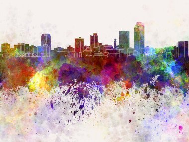 Little Rock'taki skyline suluboya arka planda
