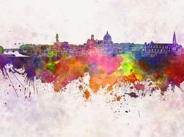 Floransa skyline suluboya arka planda