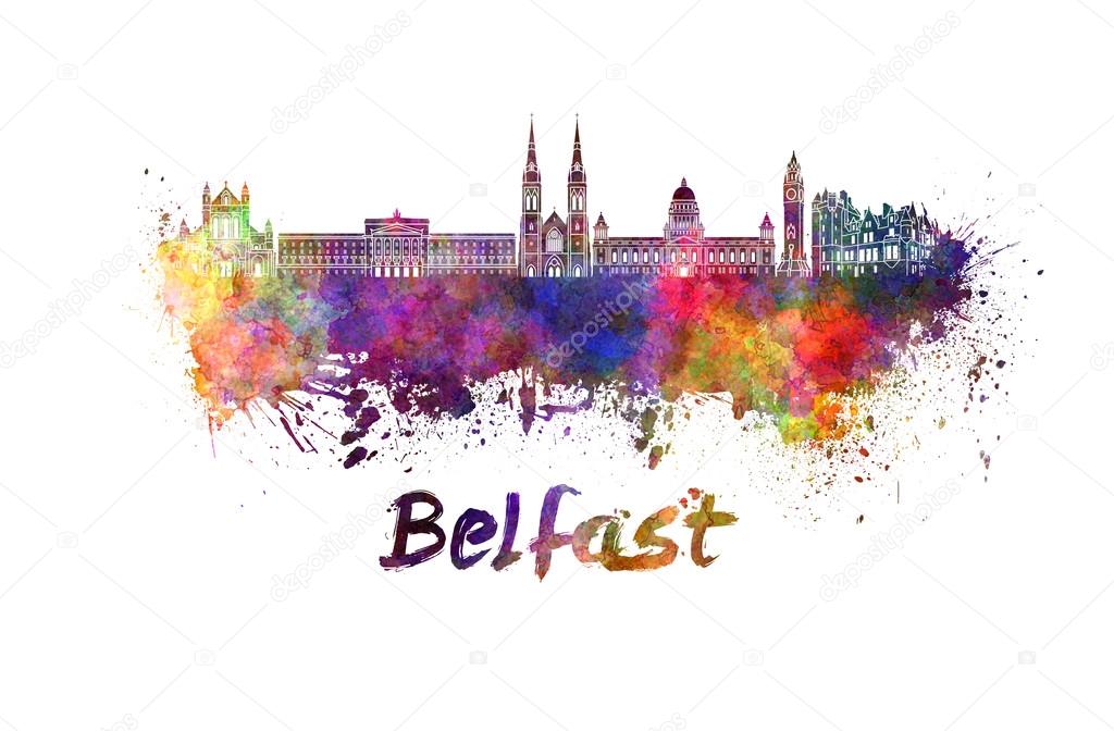 Belfast skyline in watercolor