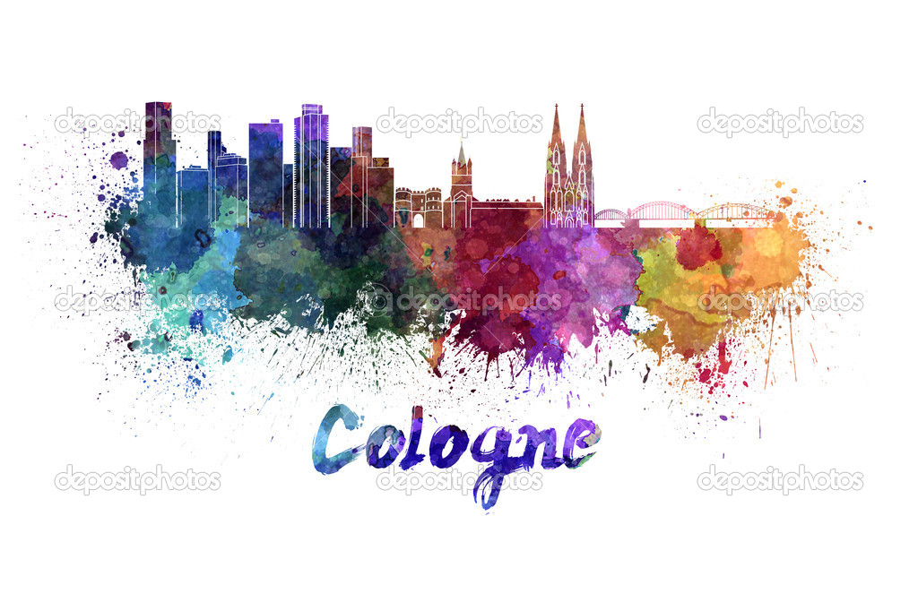 Cologne skyline in watercolor