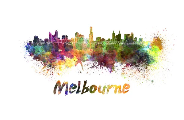 Skyline de Melbourne en acuarela — Foto de Stock