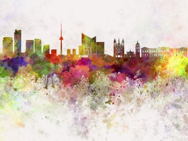 Vilnius skyline suluboya arka planda