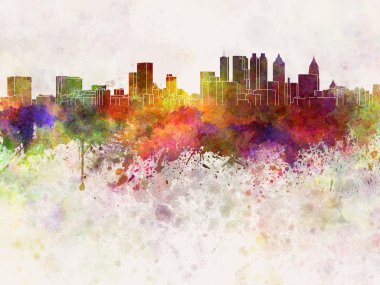 Atlanta skyline suluboya arka planda
