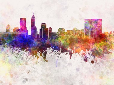 Indianapolis skyline suluboya arka planda