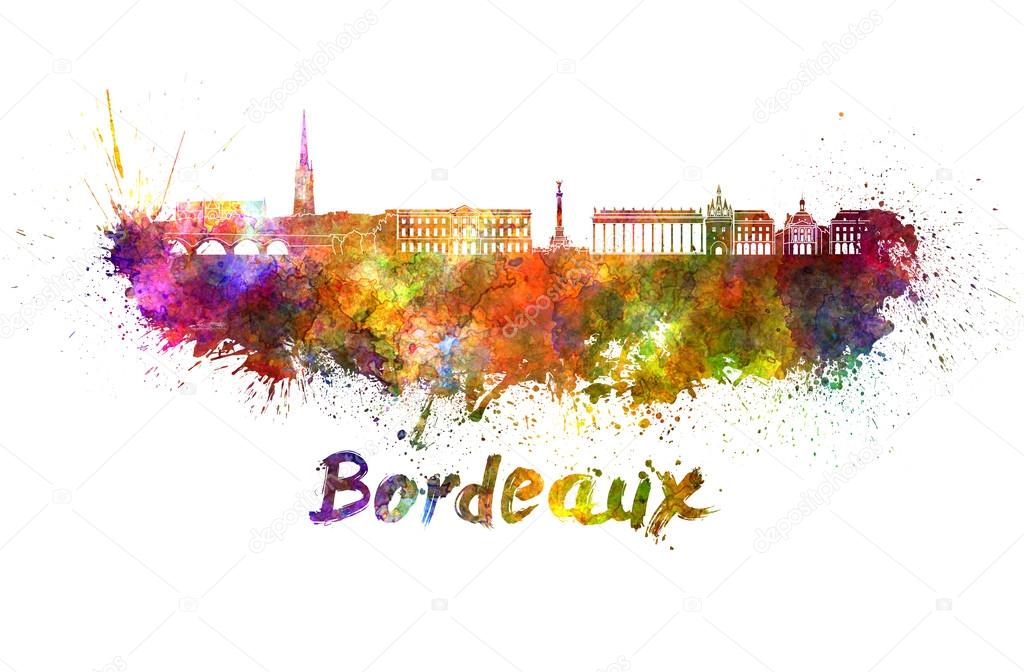 Bordeaux skyline in watercolor