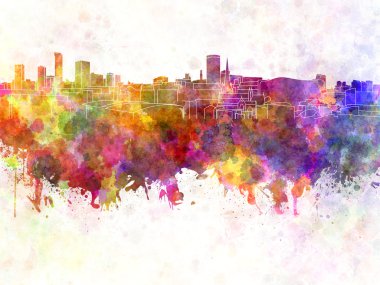 Birmingham skyline suluboya arka planda