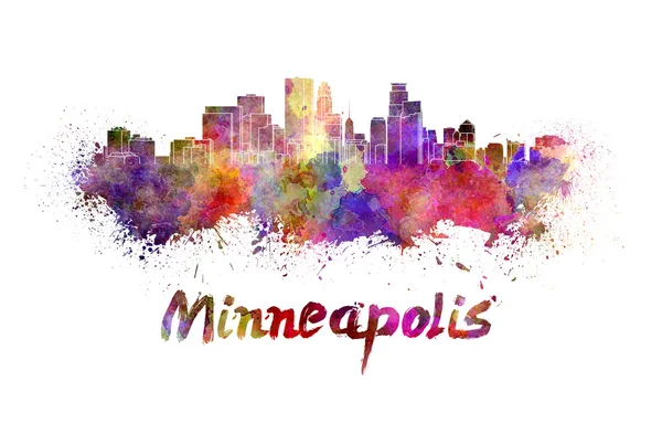 Skyline von Minneapolis in Aquarell — Stockfoto