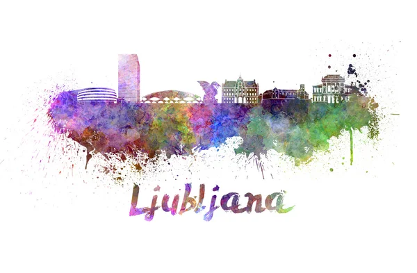 Linha do horizonte de Liubliana em aquarela — Fotografia de Stock