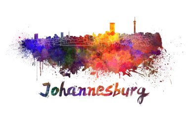 Johannesburg skyline in watercolor clipart