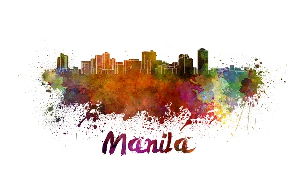 水彩的马尼拉天际线 — 图库照片