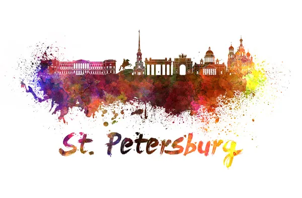 Saint petersburg manzarası içinde suluboya