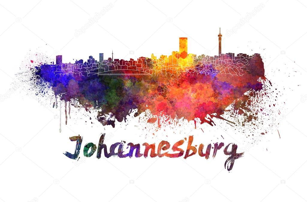 Johannesburg skyline in watercolor