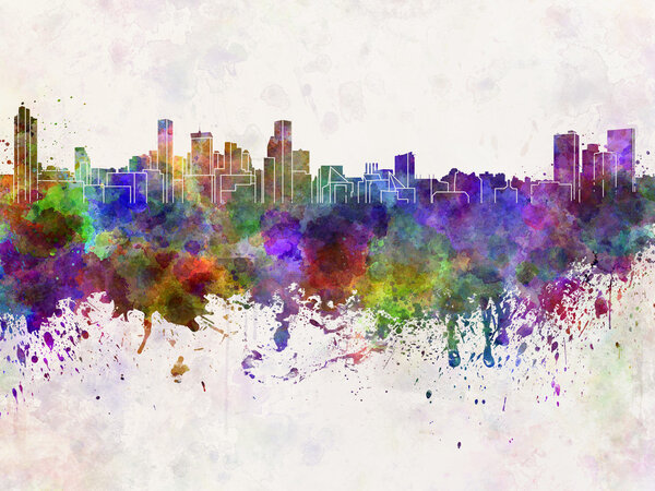 Baltimore skyline in watercolor background