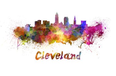 Cleveland manzarası içinde suluboya