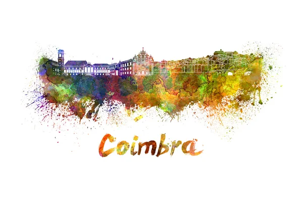 Coimbra skyline in watercolor — Stock Photo, Image