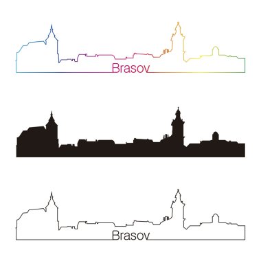 Brasov skyline doğrusal stiliyle gökkuşağı
