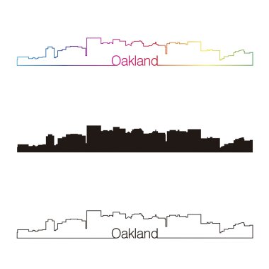 Oakland skyline doğrusal stiliyle gökkuşağı