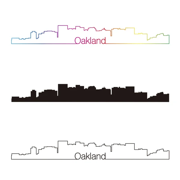Oakland Panorama lineární styl s duhou — Stockový vektor