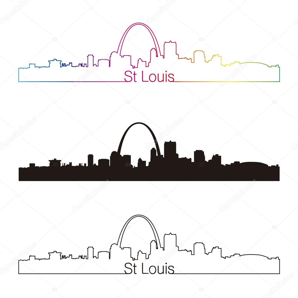 St Louis skyline linear style with rainbow