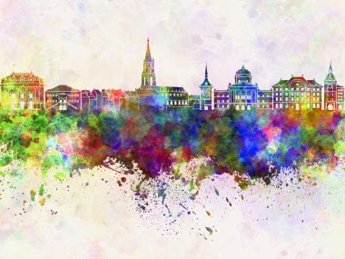 Toulouse skyline suluboya arka planda