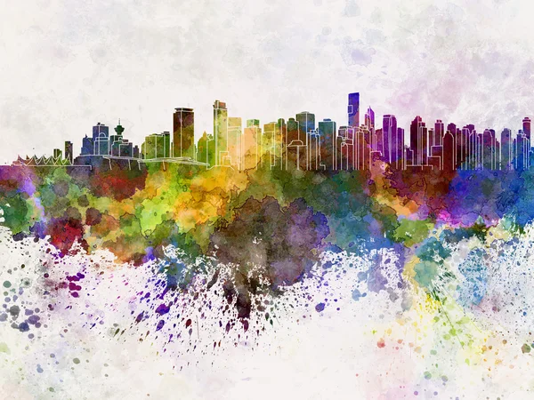 Vancouver skyline in watercolor background — Stock Photo, Image