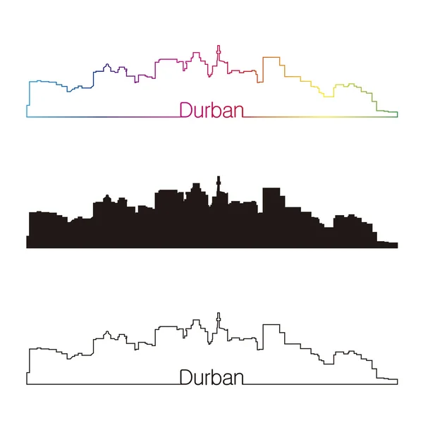 Estilo linear skyline Durban com arco-íris — Vetor de Stock