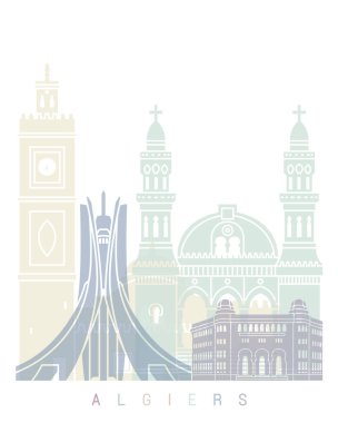 Algiers Skyline Postacısı Pastel