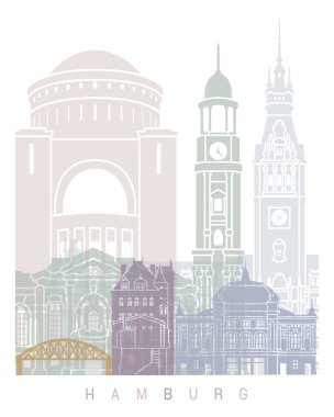 HAMBURG SKYLINE POSTER PASTEL