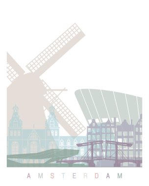 AMSTERDAM SKYLINE POSTER PASTEL
