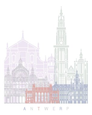 ANTWERP SKYLINE POSTER PASTEL