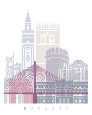 BADAJOZ SKYLINE POSTER PASTEL