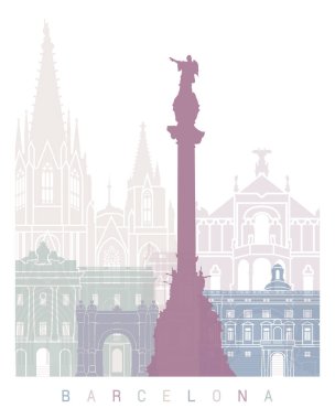 BARCELONA SKYLINE POSTER PASTEL