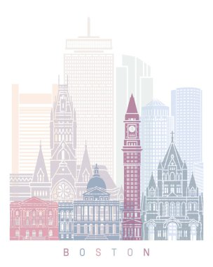  Boston gökyüzü posteri Pastel