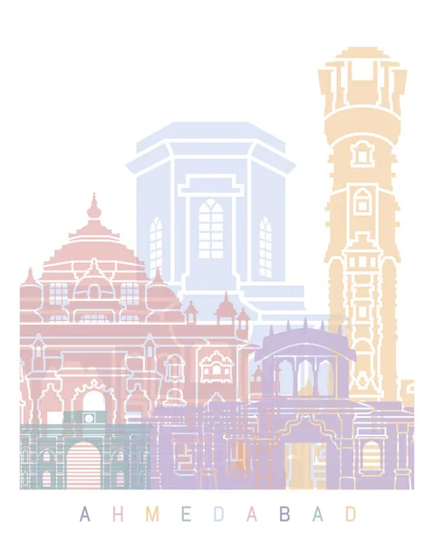 Ahmedabad Skyline Poster Pastel — Stockfoto